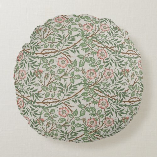 William Morris Sweetbriar Floral Art Nouveau Round Pillow
