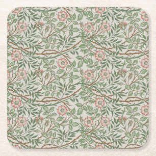 William Morris Sweetbriar Floral Art Nouveau Square Paper Coaster