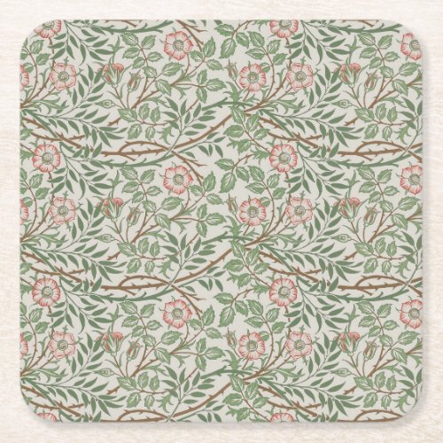 William Morris Sweetbriar Floral Art Nouveau Square Paper Coaster