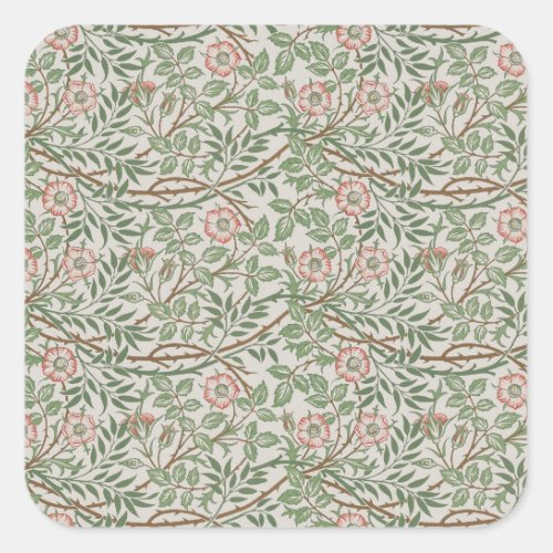 William Morris Sweetbriar Floral Art Nouveau Square Sticker