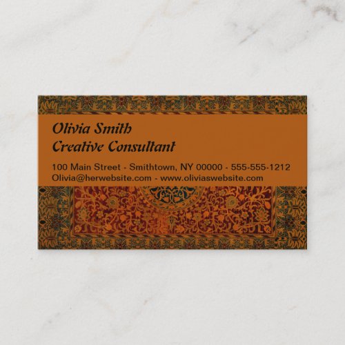 William Morris Tapestry Carpet Rug Business Card