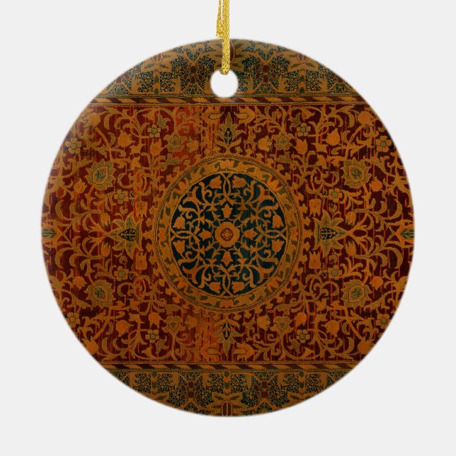 William Morris Tapestry Carpet Rug Ceramic Ornament (Back)