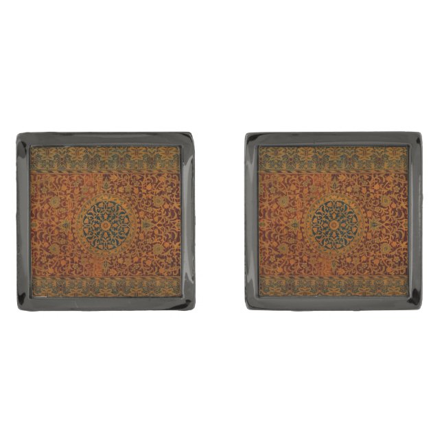 William Morris Tapestry Carpet Rug Cufflinks (Front)