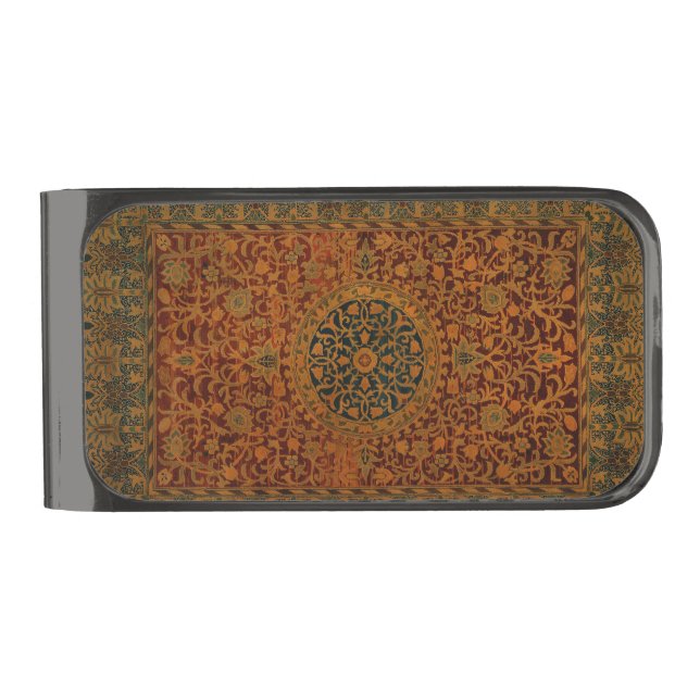 William Morris Tapestry Carpet Rug Gunmetal Finish Money Clip (Front)