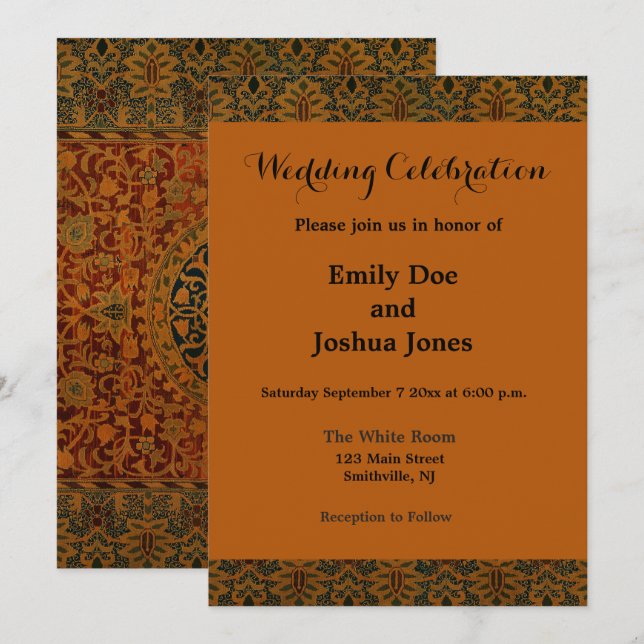 William Morris Tapestry Carpet Rug Invitation (Front/Back)