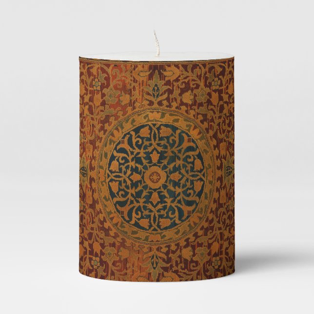 William Morris Tapestry Carpet Rug Pillar Candle (Front)