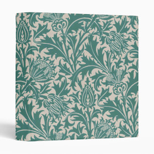 William Morris Teal Blue Thistle Vintage Wallpaper 3 Ring Binder