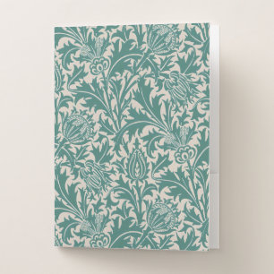 William Morris Teal Blue Thistle Vintage Wallpaper Pocket Folder