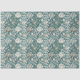 William Morris Teal Floral Cottagecore Decoupage Tissue Paper