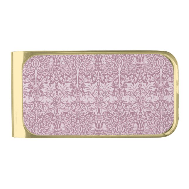 William Morris,The Strawberry thief,revamped,art n Gold Finish Money Clip (Front)