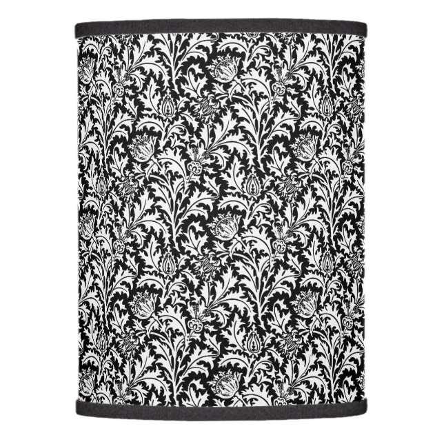 William Morris Thistle Damask, Black and White Lamp Shade (Front)