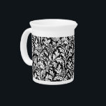 William Morris Thistle Damask, Black and White Pitcher<br><div class="desc">Pitcher vintage William Morris damask pattern of thistle flowers and leaves,  in white,  on a black background,  digitally enhanced and colored</div>