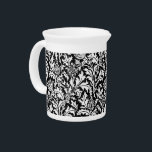 William Morris Thistle Damask, Black and White Pitcher<br><div class="desc">Pitcher vintage William Morris damask pattern of thistle flowers and leaves,  in white,  on a black background,  digitally enhanced and colored</div>