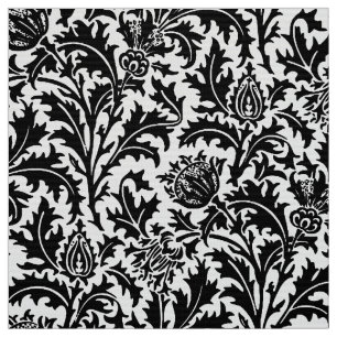 William Morris Thistle Damask, Black on White Fabric