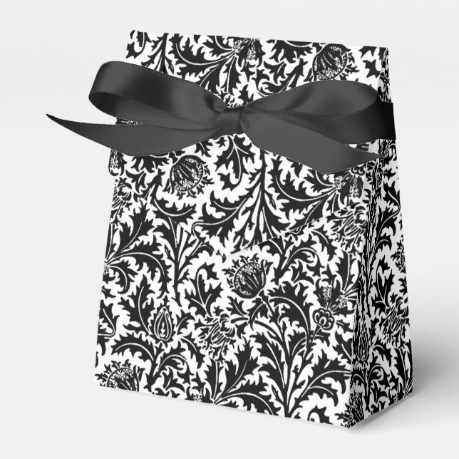 William Morris Thistle Damask, Black on White   Favor Boxes (Front Side)