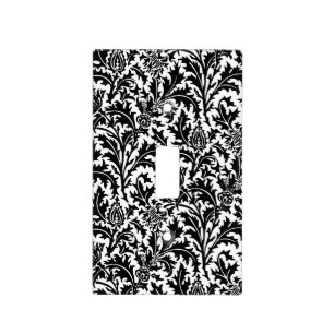 William Morris Thistle Damask, Black on White   Light Switch Cover