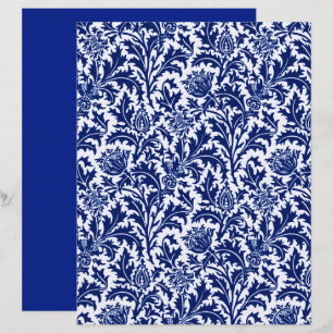 William Morris Thistle Damask, Cobalt Blue & White