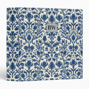 William Morris Thistle damask Cobalt Blue & White 3 Ring Binder