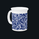 William Morris Thistle Damask, Cobalt Blue & White Drink Pitcher<br><div class="desc">Pitcher vintage William Morris damask pattern of thistle flowers and leaves,  in deep cobalt blue,  on a white background,  digitally enhanced and colored</div>