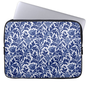 William Morris Thistle Damask, Cobalt Blue & White Laptop Sleeve