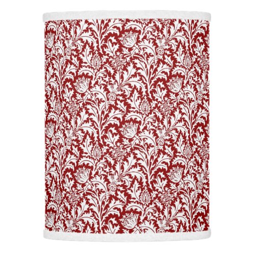 William Morris Thistle Damask Dark Red  White Lamp Shade