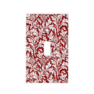 William Morris Thistle Damask, Dark Red & White Light Switch Cover