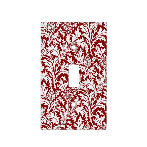 William Morris Thistle Damask Dark Red  White Light Switch Cover