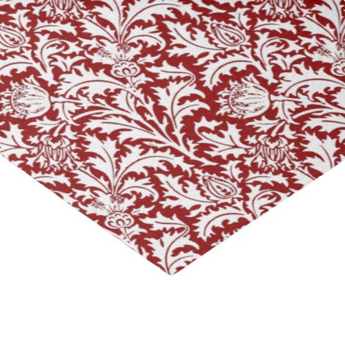 William Morris Thistle Damask Dark Red  White Tissue Paper