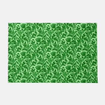 William Morris Thistle Damask  Emerald Green Doormat by Floridity at Zazzle