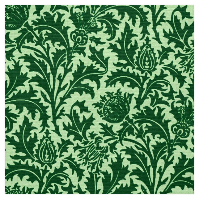 William Morris Thistle Damask, Emerald Green Fabric (Swatch)