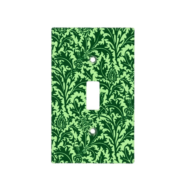 William Morris Thistle Damask, Emerald Green Light Switch Cover (Front)