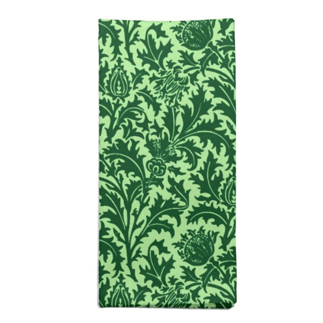 William Morris Thistle Damask, Emerald Green Napkin (Folded)