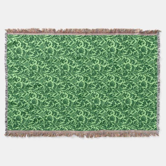 William Morris Thistle Damask, Emerald Green Throw Blanket ...