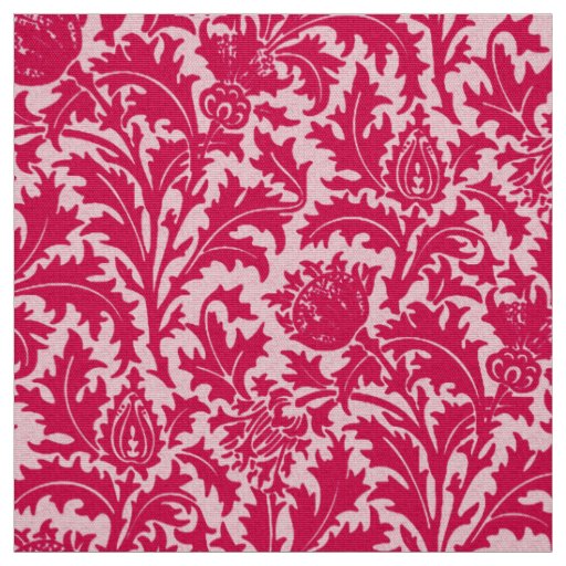 William Morris Thistle Damask, Fuchsia Pink Fabric