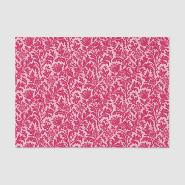 William Morris Thistle Damask, Fuchsia Pink Tissue Paper (Front)