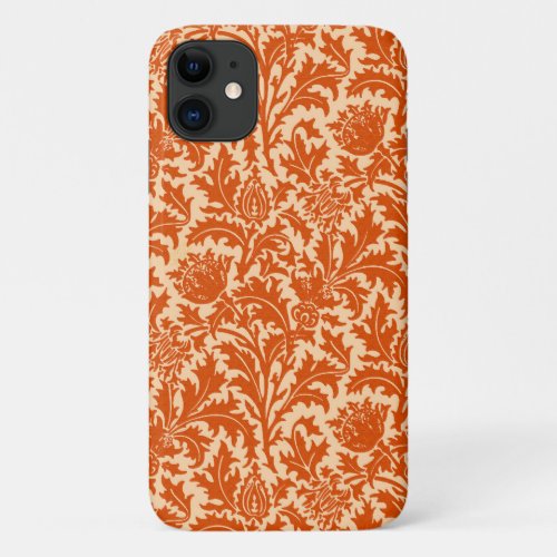 William Morris Thistle Damask Mandarin Orange iPhone 11 Case