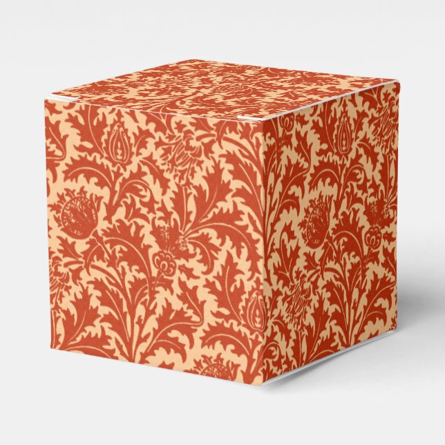 William Morris Thistle Damask, Mandarin Orange Favor Boxes (Front Side)