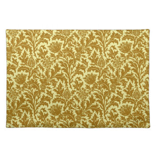 William Morris Thistle Damask, Mustard Gold  Cloth Placemat