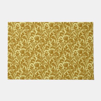 William Morris Thistle Damask  Mustard Gold Doormat by Floridity at Zazzle