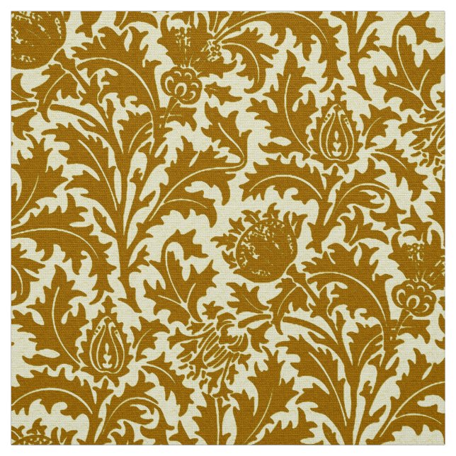 William Morris Thistle Damask, Mustard Gold Fabric (Swatch)