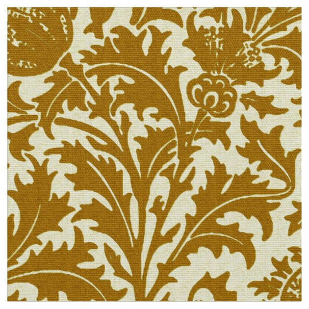 William Morris Thistle Damask, Mustard Gold Fabric | Zazzle