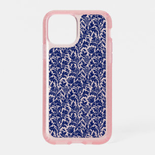 William Morris Thistle Damask Navy Blue on White Speck iPhone 11 Pro Case