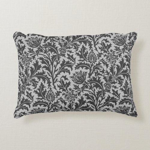 William Morris Thistle Damask Silver Gray  Grey Accent Pillow
