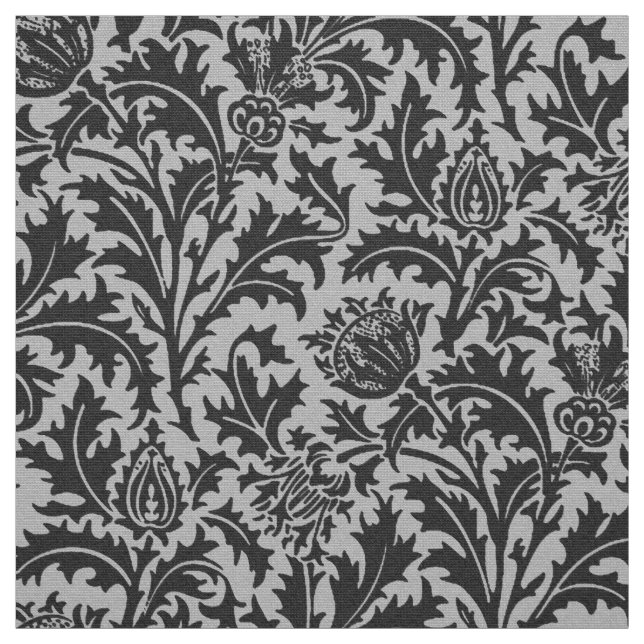 William Morris Thistle Damask, Silver Gray / Grey Fabric (Swatch)