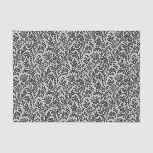 William Morris Thistle Damask, Silver Gray / Grey Tissue Paper (Front)