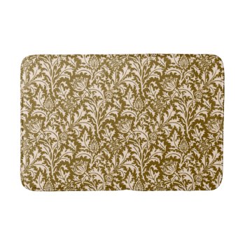 William Morris Thistle Damask  Taupe Tan And Beige Bath Mat by Floridity at Zazzle