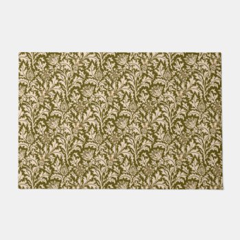 William Morris Thistle Damask  Taupe Tan And Beige Doormat by Floridity at Zazzle