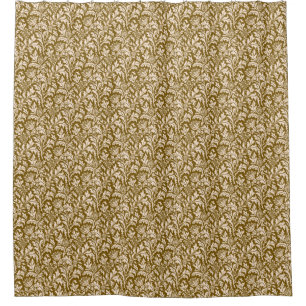 William Morris Thistle Damask, Taupe Tan and Beige Shower Curtain