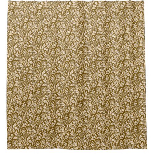 William Morris Thistle Damask Taupe Tan and Beige Shower Curtain