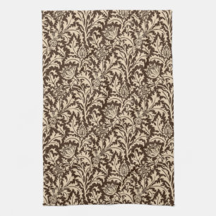 William Morris Thistle Damask, Taupe Tan & Beige Kitchen Towel